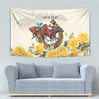 Melbourne Horse Racing Personalised Tapestry Australian Horse With Yellow Roses