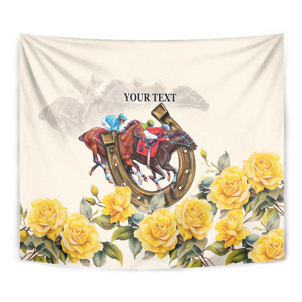 Melbourne Horse Racing Personalised Tapestry Australian Horse With Yellow Roses