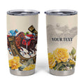 Melbourne Horse Racing Personalised Tumbler Cup Australian Horse With Yellow Roses