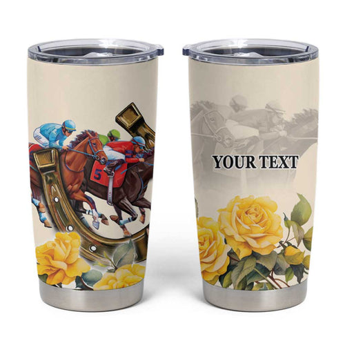 Melbourne Horse Racing Personalised Tumbler Cup Australian Horse With Yellow Roses