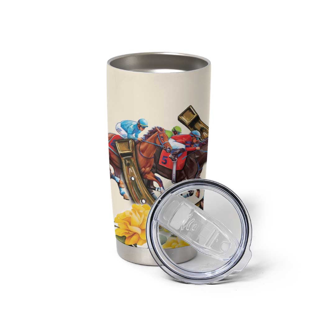 Melbourne Horse Racing Personalised Tumbler Cup Australian Horse With Yellow Roses