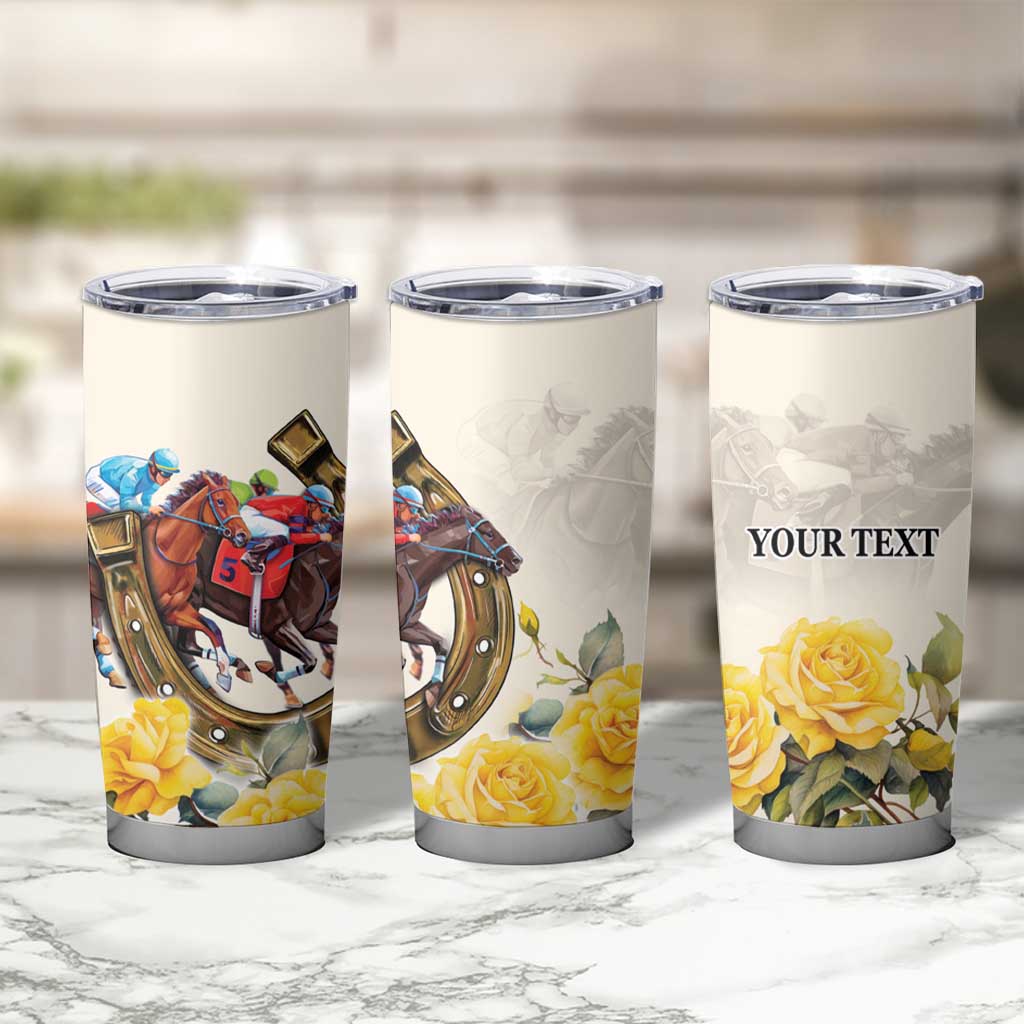 Melbourne Horse Racing Personalised Tumbler Cup Australian Horse With Yellow Roses