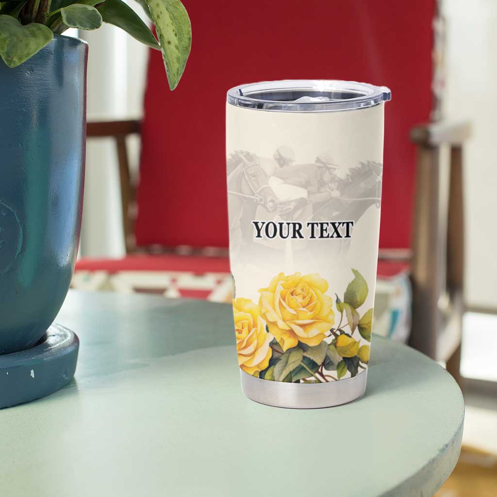 Melbourne Horse Racing Personalised Tumbler Cup Australian Horse With Yellow Roses