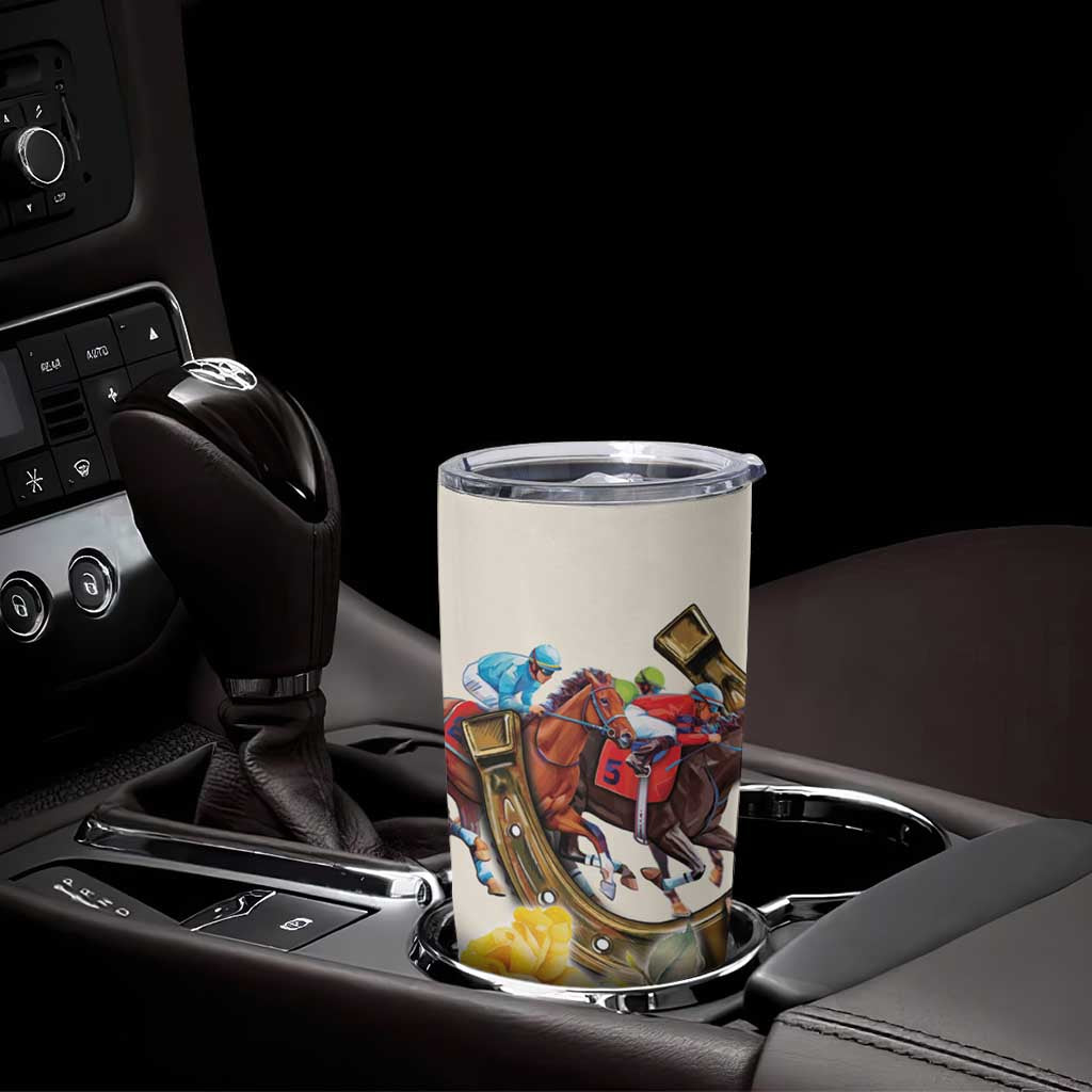 Melbourne Horse Racing Personalised Tumbler Cup Australian Horse With Yellow Roses