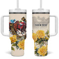 Melbourne Horse Racing Personalised Tumbler With Handle Australian Horse With Yellow Roses