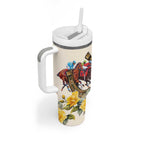 Melbourne Horse Racing Personalised Tumbler With Handle Australian Horse With Yellow Roses