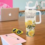 Melbourne Horse Racing Personalised Tumbler With Handle Australian Horse With Yellow Roses