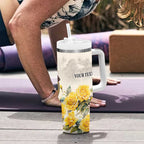 Melbourne Horse Racing Personalised Tumbler With Handle Australian Horse With Yellow Roses
