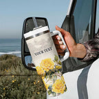 Melbourne Horse Racing Personalised Tumbler With Handle Australian Horse With Yellow Roses
