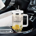 Melbourne Horse Racing Personalised Tumbler With Handle Australian Horse With Yellow Roses