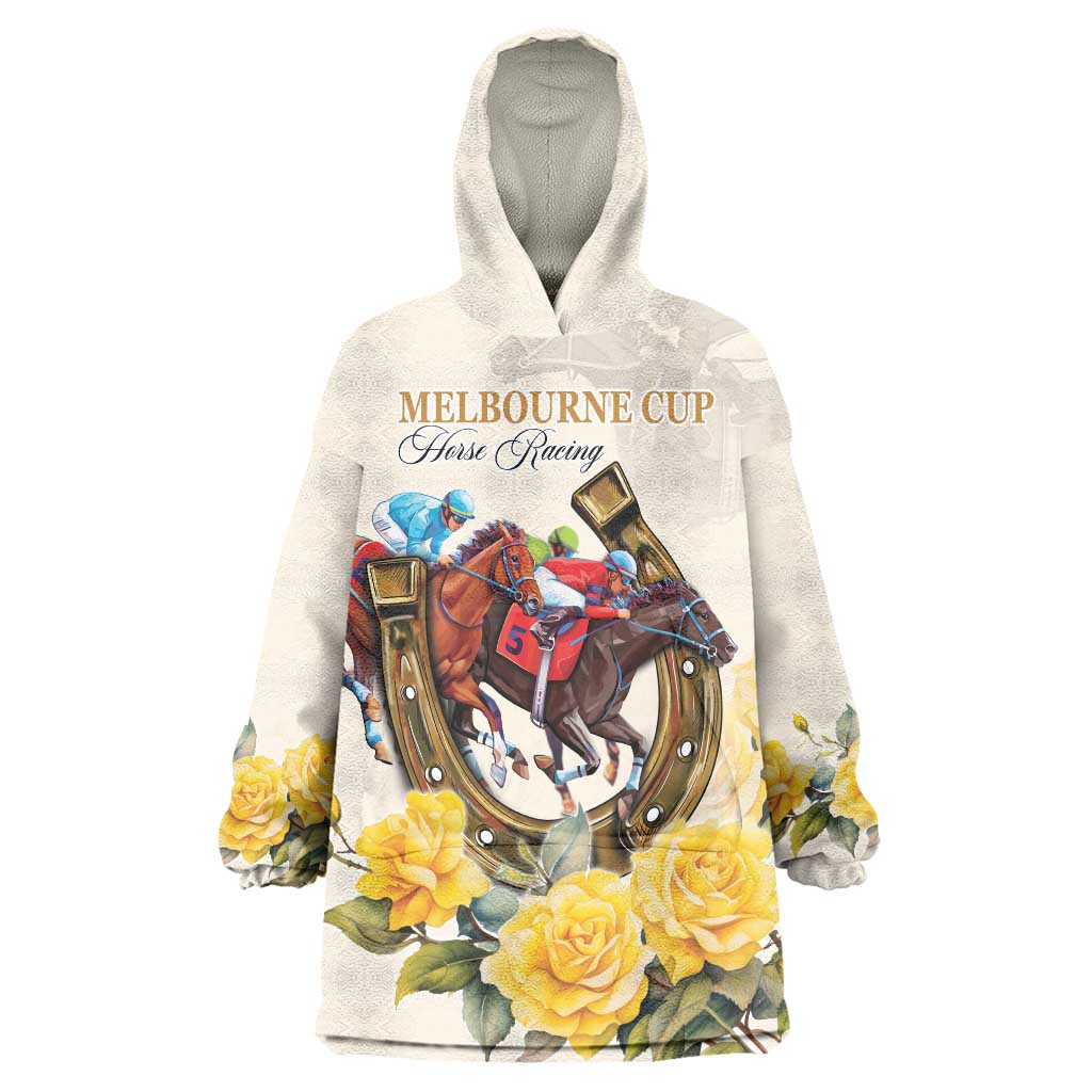 Melbourne Horse Racing Personalised Wearable Blanket Hoodie Australian Horse With Yellow Roses