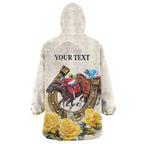 Melbourne Horse Racing Personalised Wearable Blanket Hoodie Australian Horse With Yellow Roses