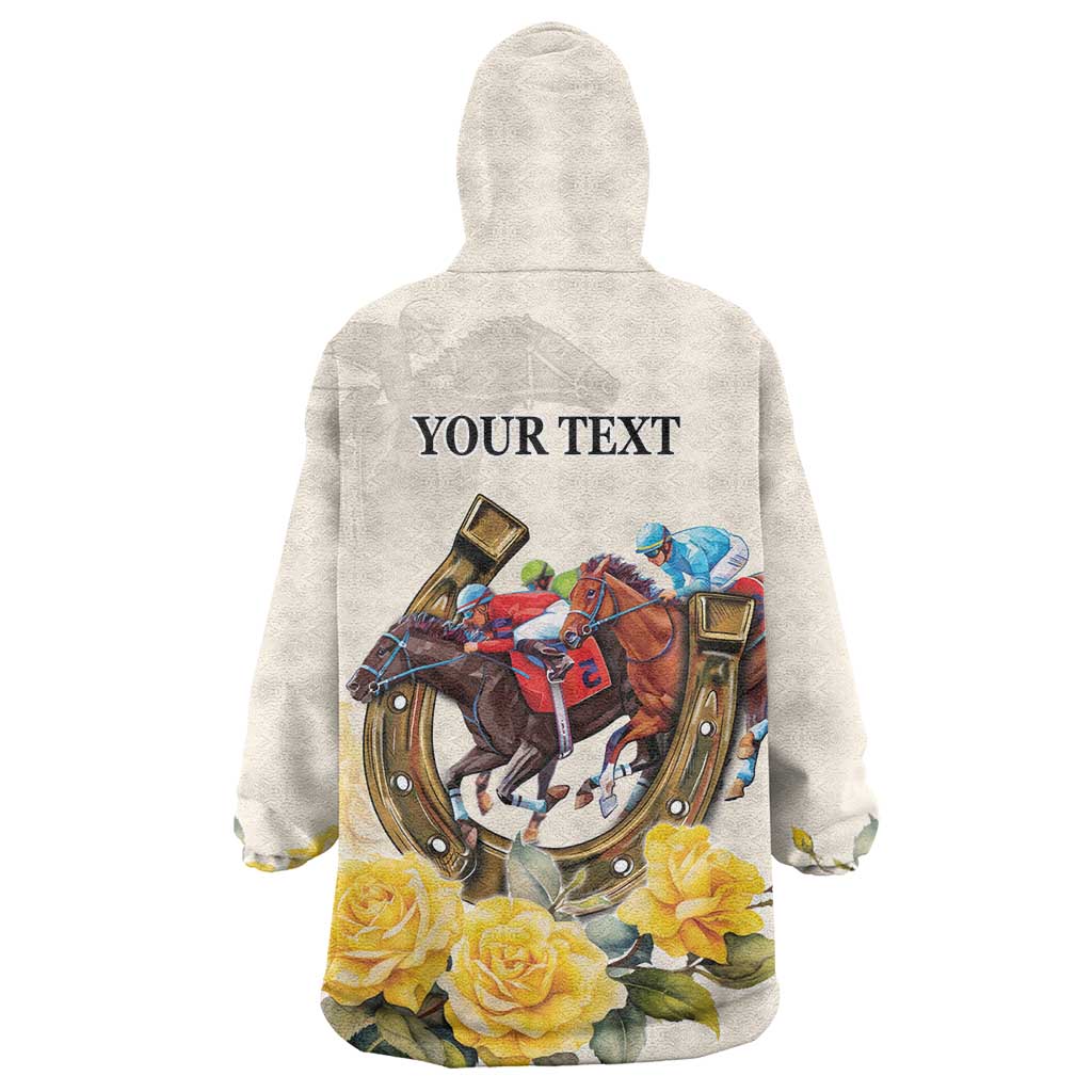Melbourne Horse Racing Personalised Wearable Blanket Hoodie Australian Horse With Yellow Roses