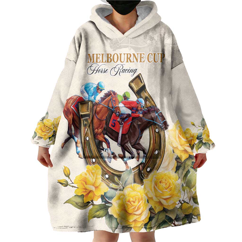 Melbourne Horse Racing Personalised Wearable Blanket Hoodie Australian Horse With Yellow Roses