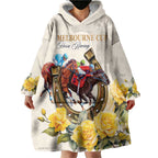 Melbourne Horse Racing Personalised Wearable Blanket Hoodie Australian Horse With Yellow Roses