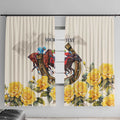 Melbourne Horse Racing Personalised Window Curtain Australian Horse With Yellow Roses