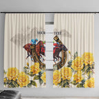 Melbourne Horse Racing Personalised Window Curtain Australian Horse With Yellow Roses