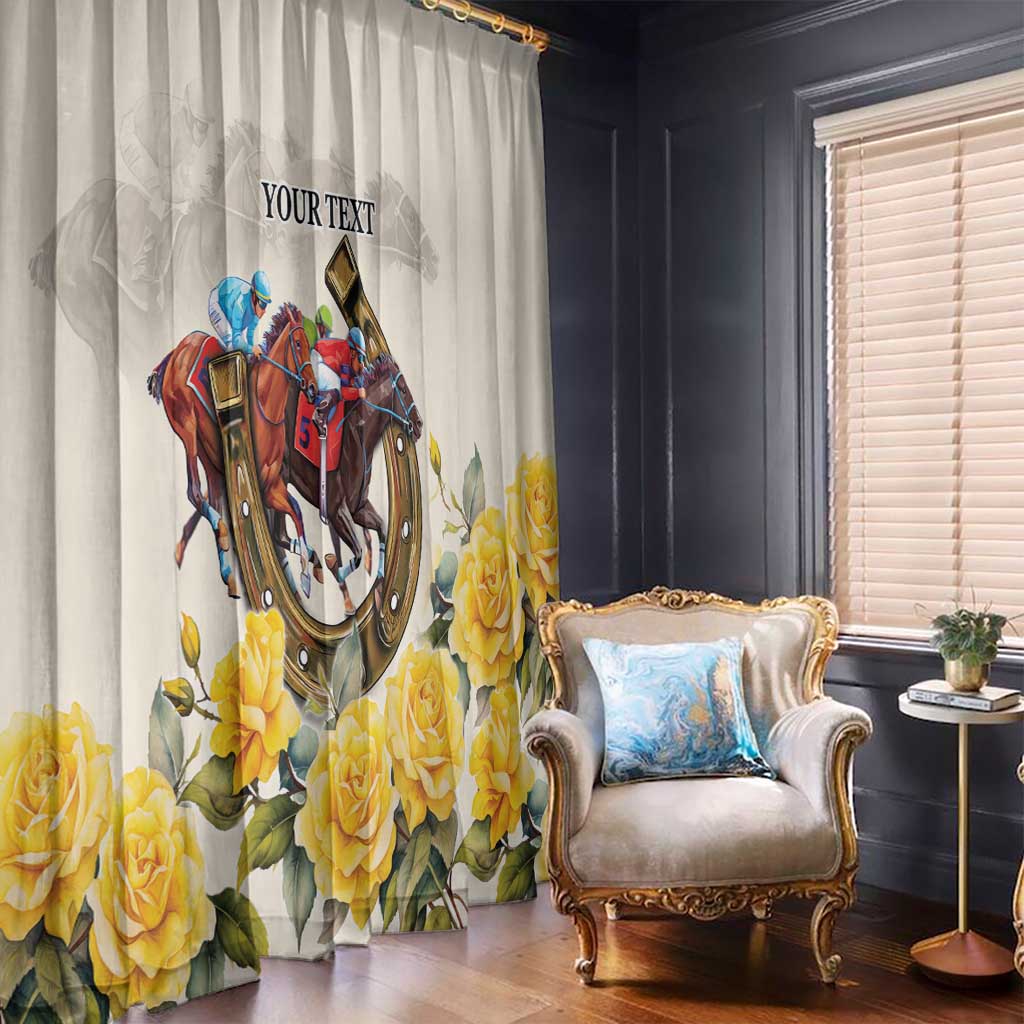 Melbourne Horse Racing Personalised Window Curtain Australian Horse With Yellow Roses