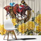 Melbourne Horse Racing Personalised Window Curtain Australian Horse With Yellow Roses