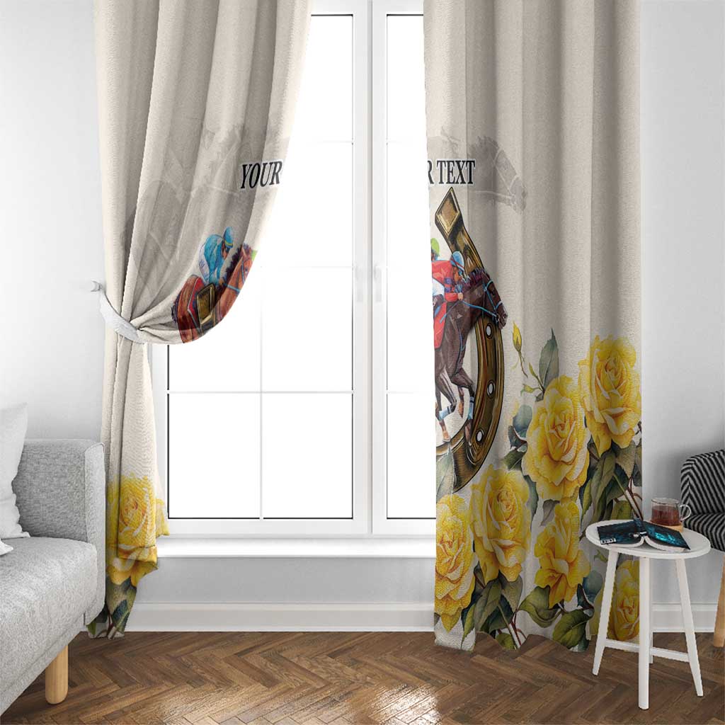 Melbourne Horse Racing Personalised Window Curtain Australian Horse With Yellow Roses