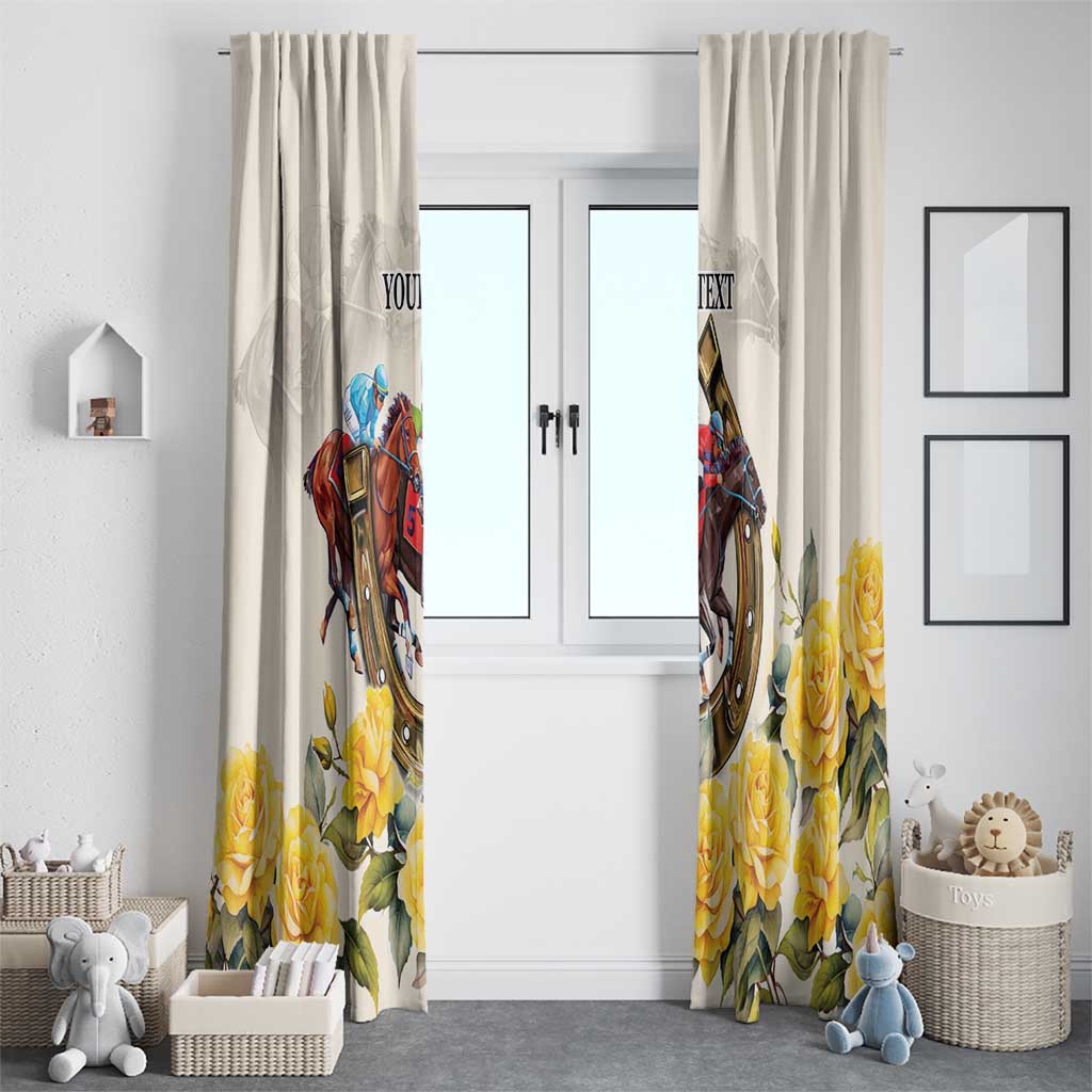 Melbourne Horse Racing Personalised Window Curtain Australian Horse With Yellow Roses