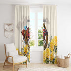Melbourne Horse Racing Personalised Window Curtain Australian Horse With Yellow Roses
