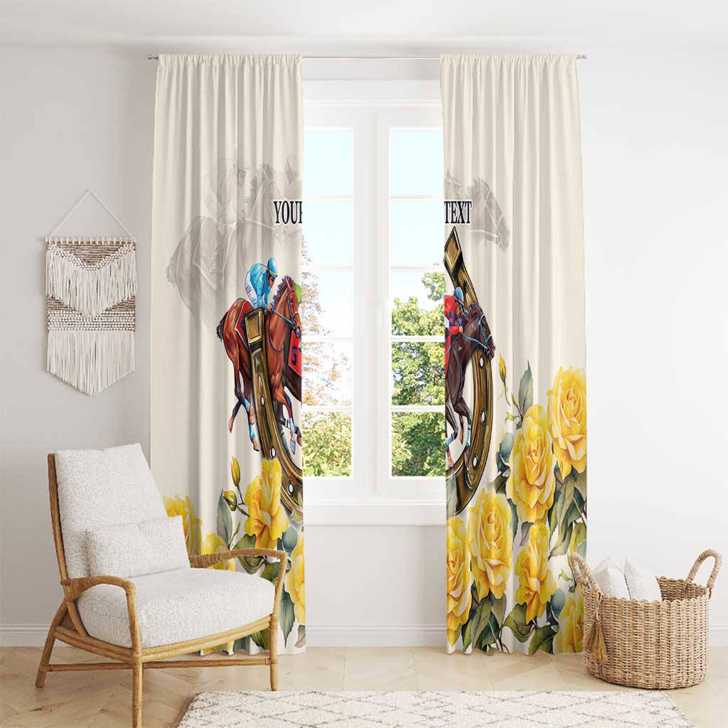 Melbourne Horse Racing Personalised Window Curtain Australian Horse With Yellow Roses