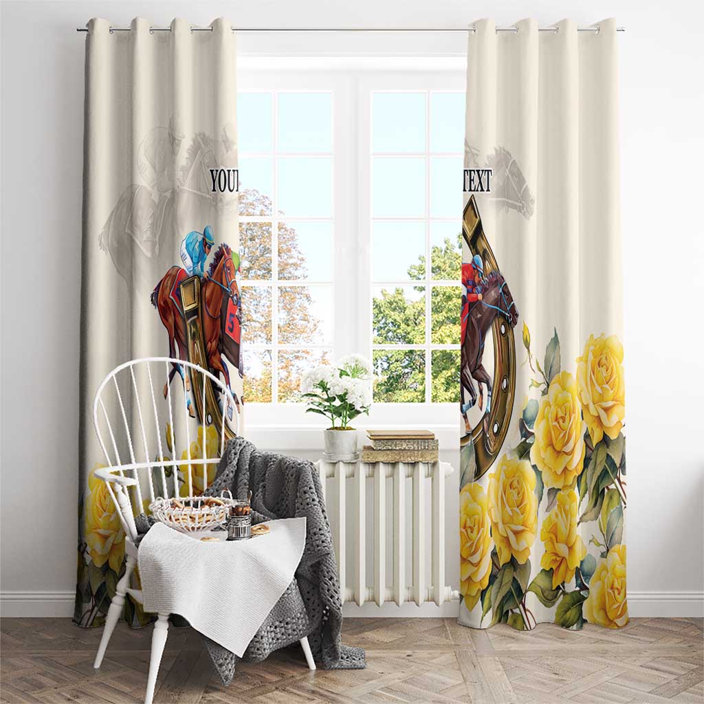 Melbourne Horse Racing Personalised Window Curtain Australian Horse With Yellow Roses