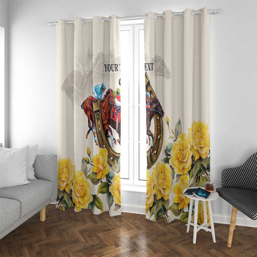 Melbourne Horse Racing Personalised Window Curtain Australian Horse With Yellow Roses