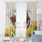 Melbourne Horse Racing Personalised Window Curtain Australian Horse With Yellow Roses