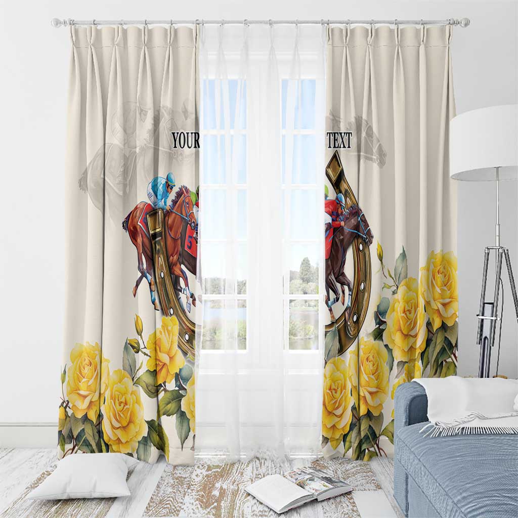 Melbourne Horse Racing Personalised Window Curtain Australian Horse With Yellow Roses