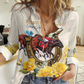 Melbourne Horse Racing Personalised Women Casual Shirt Australian Horse With Yellow Roses