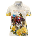 Melbourne Horse Racing Personalised Women Polo Shirt Australian Horse With Yellow Roses