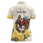 Melbourne Horse Racing Personalised Women Polo Shirt Australian Horse With Yellow Roses