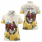 Melbourne Horse Racing Personalised Women Polo Shirt Australian Horse With Yellow Roses