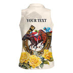 Melbourne Horse Racing Personalised Women Sleeveless Polo Shirt Australian Horse With Yellow Roses