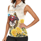 Melbourne Horse Racing Personalised Women Sleeveless Polo Shirt Australian Horse With Yellow Roses