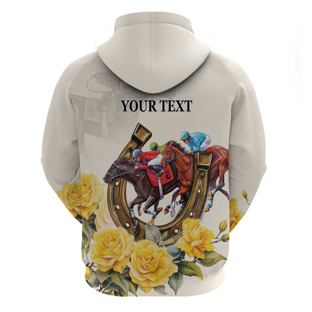 Melbourne Horse Racing Personalised Zip Hoodie Australian Horse With Yellow Roses