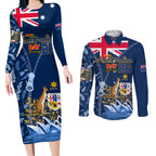 Personalised Happy Australia Day 26 January Couples Matching Long Sleeve Bodycon Dress and Long Sleeve Button Shirt LT9