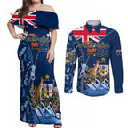 Personalised Happy Australia Day 26 January Couples Matching Off Shoulder Maxi Dress and Long Sleeve Button Shirt LT9