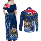 Personalised Happy Australia Day 26 January Couples Matching Off Shoulder Maxi Dress and Long Sleeve Button Shirt LT9