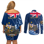 Personalised Happy Australia Day 26 January Couples Matching Off Shoulder Short Dress and Long Sleeve Button Shirt LT9