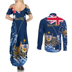 Personalised Happy Australia Day 26 January Couples Matching Summer Maxi Dress and Long Sleeve Button Shirt LT9