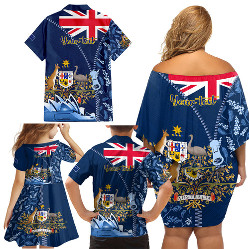 Personalised Happy Australia Day 26 January Family Matching Off Shoulder Short Dress and Hawaiian Shirt LT9