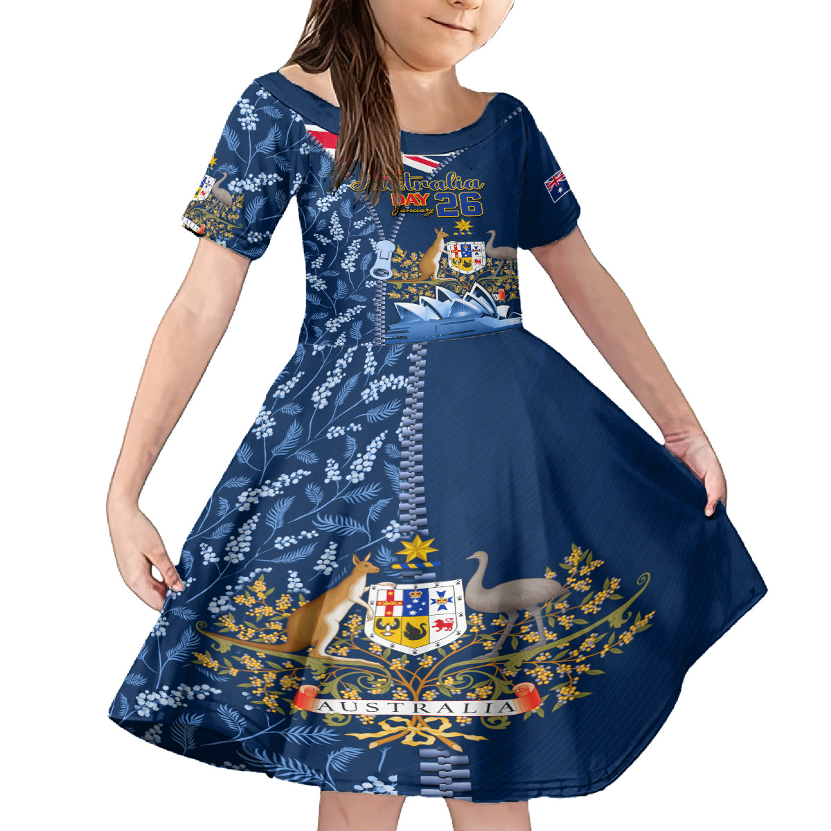 Personalised Happy Australia Day 26 January Kid Short Sleeve Dress LT9