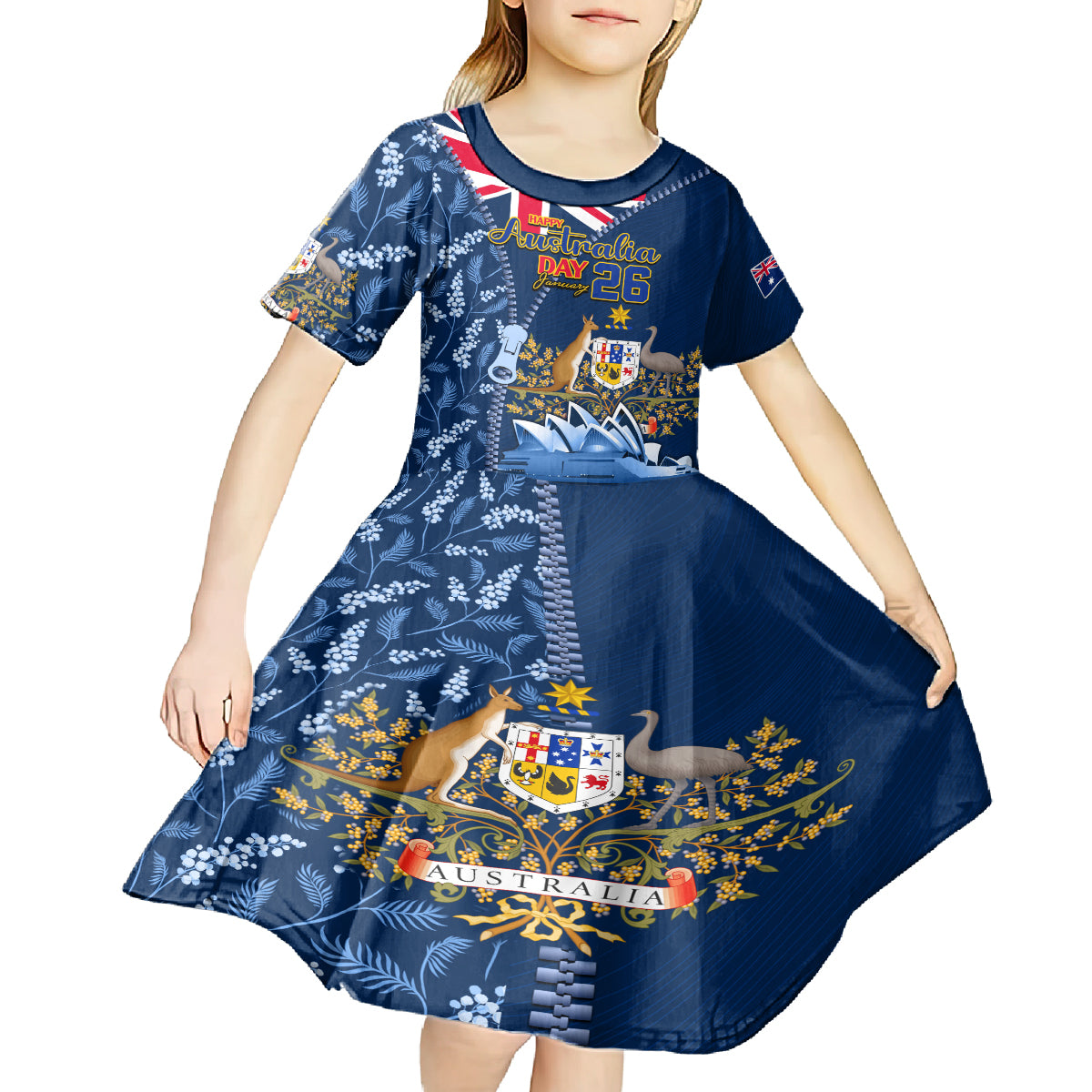 Personalised Happy Australia Day 26 January Kid Short Sleeve Dress LT9