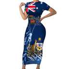 Personalised Happy Australia Day 26 January Short Sleeve Bodycon Dress LT9