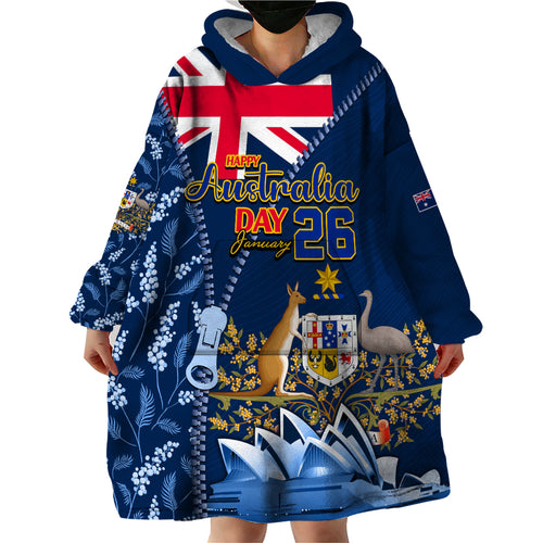 Personalised Happy Australia Day 26 January Wearable Blanket Hoodie LT9