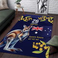 Blue Kangaroo and Golden Wattle Personalised Area Rug Happy Australia Day 6 January