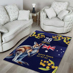 Blue Kangaroo and Golden Wattle Personalised Area Rug Happy Australia Day 6 January